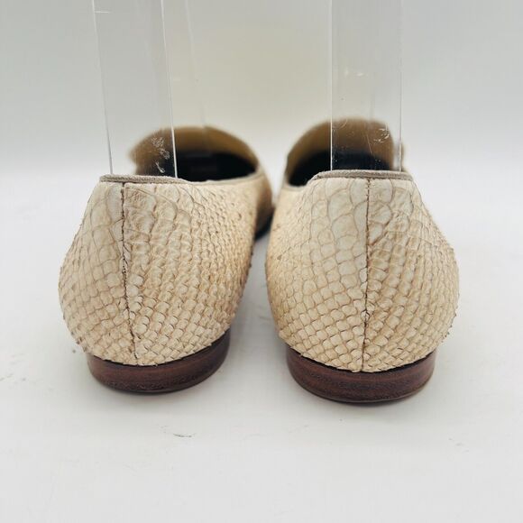 M Gemi Loafers Womens 7 Off White Snake Print Smoking Venetian Flats Italy Shoes - Picture 6 of 11